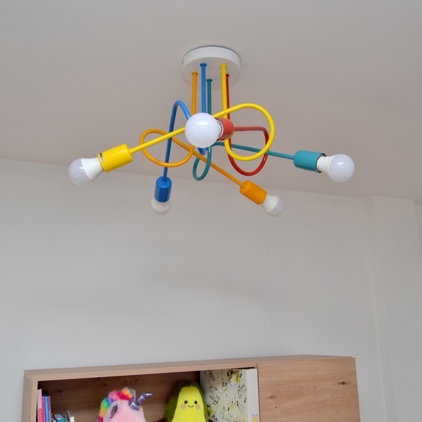 LED Dečiji nadgradni luster OXFORD 5xE27/15W/230V