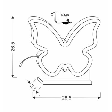 LED Dečja stona lampa BUTTERFLY LED/14W/230V ružičasta