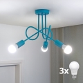 LED dečji plafonski luster OXFORD, površinski montiran, 3xE27/15W/230V, plavi