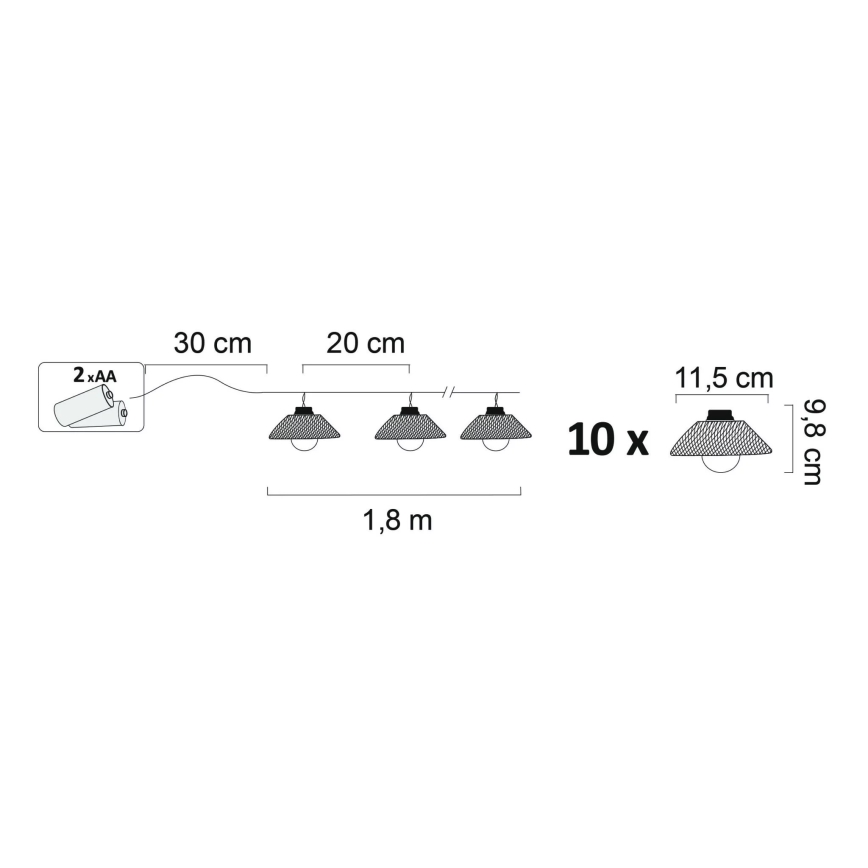 LED Dekorativna lampa ASTRA 10xLED/2xAA