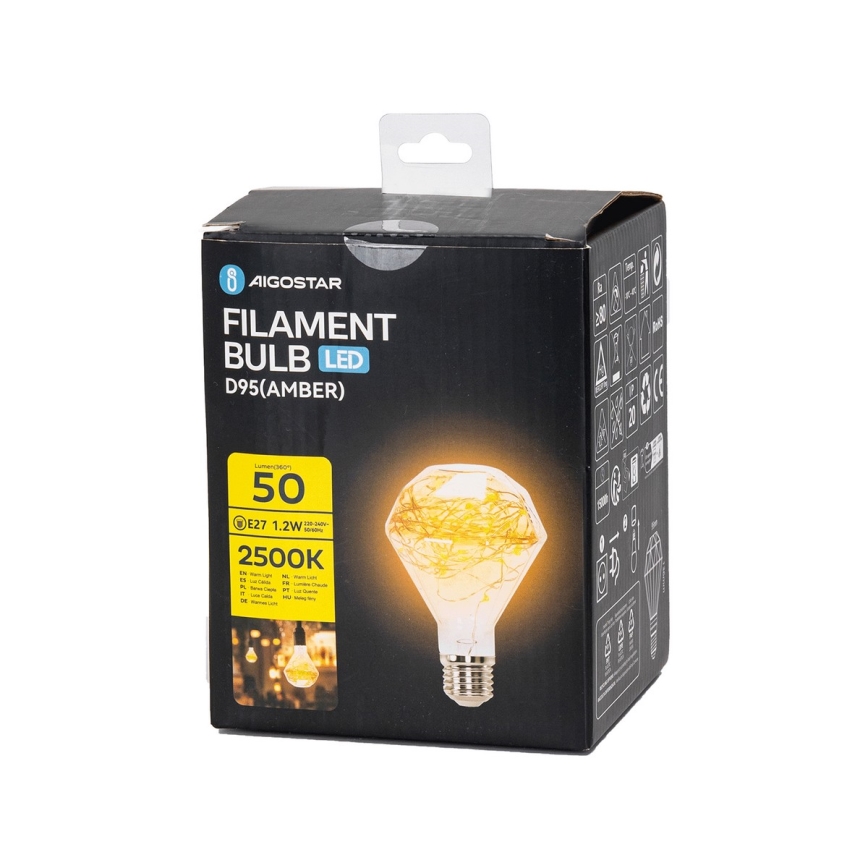 LED Dekorativna sijalica D95 E27/1,2W/230V 2500K - Aigostar