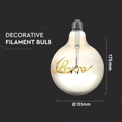 LED Dekorativna sijalica FILAMENT G125 E27/5W/230V 2200K