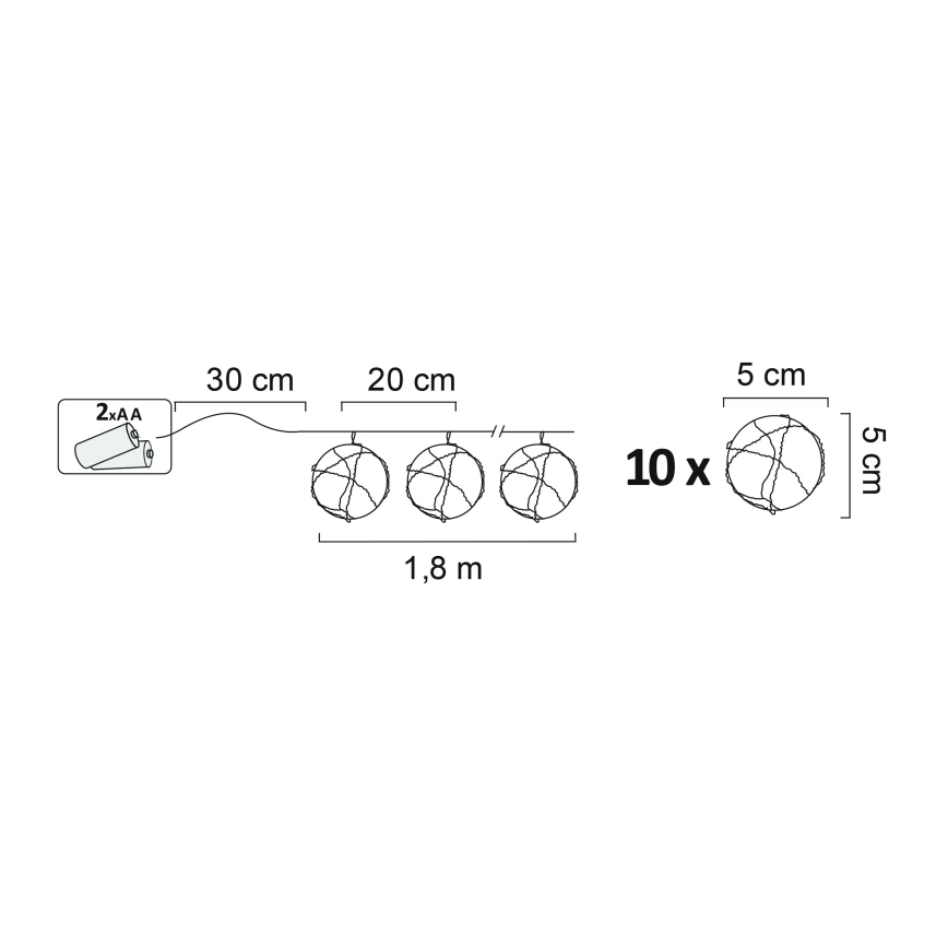 LED Dekorativni osvětlení AHNE 10xLED/2xAA
