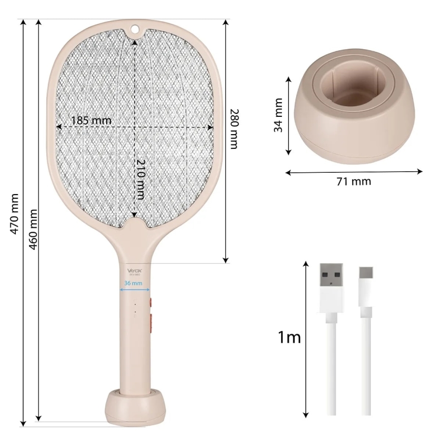 LED Električna zamka za insekte 2u1 500 mAh/5V bež