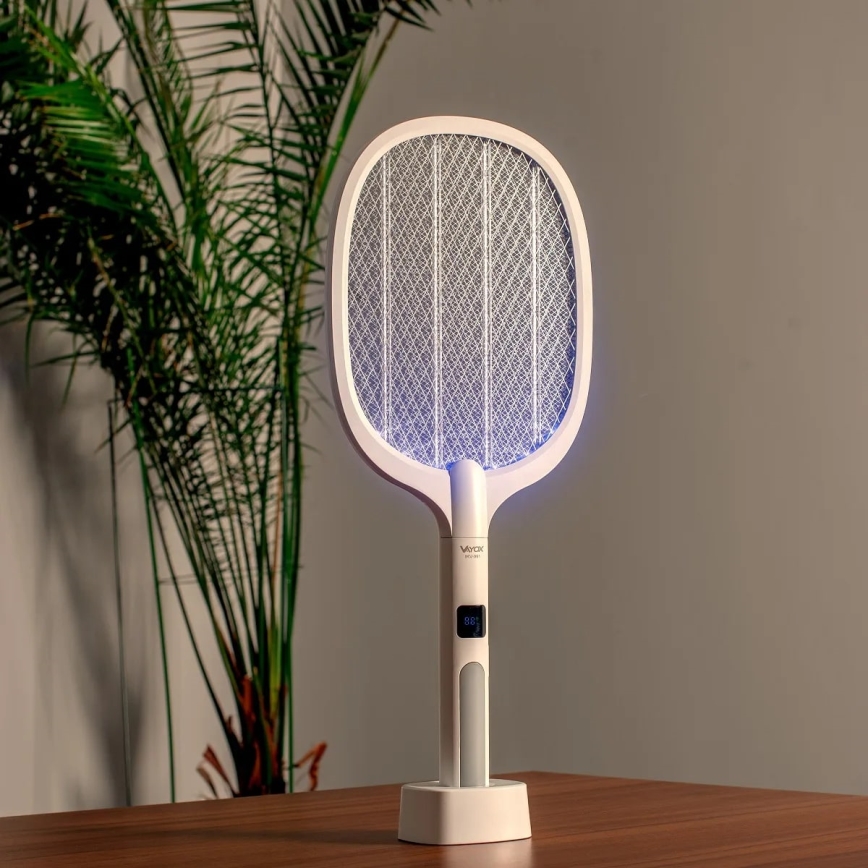 LED Električna zamka za insekte 2u1 sa LCD ekranom 1200 mAh/5V bela