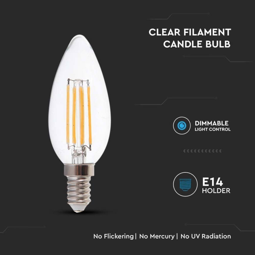 LED filament sijalica E14, 5,5 W, 230 V, 4000 K