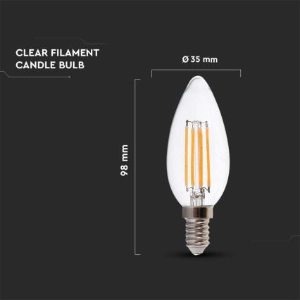 LED filament sijalica E14, 5,5 W, 230 V, 4000 K
