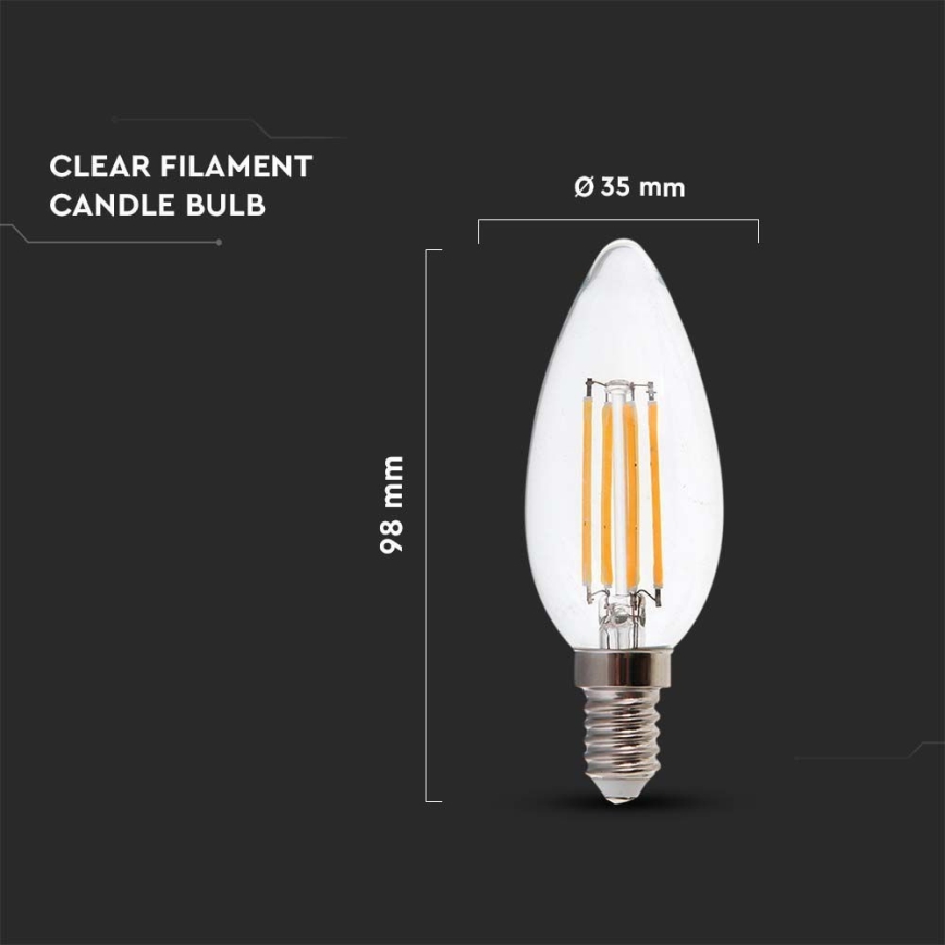 LED filament sijalica E14, 5,5 W, 230 V, 4000 K