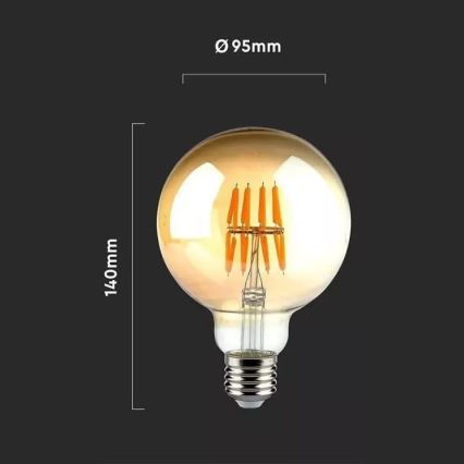 LED filament sijalica G95 E27/8W/230V 2200K