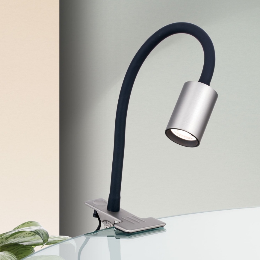 LED Fleksibilna stona lampa sa štipaljkom KURT LED/5W/230V srebrno