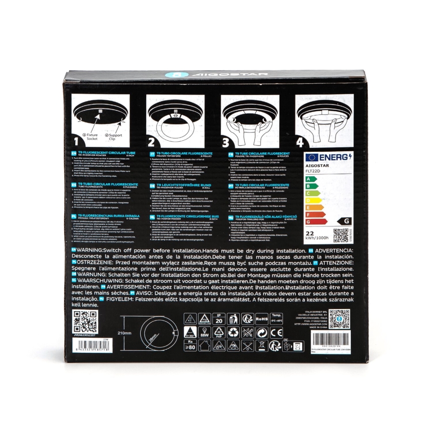 LED Fluorescentna cev T9 G24q-1/22W/230V 6500K - Aigostar