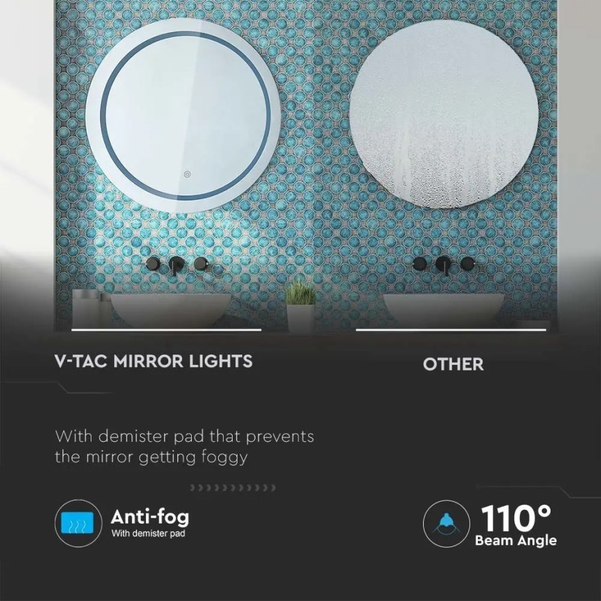 LED Grejno ogledalo za kupatilo sa pozadinskim osvetljenjem LED/25W/230V IP44 3000K/4000K/6400K