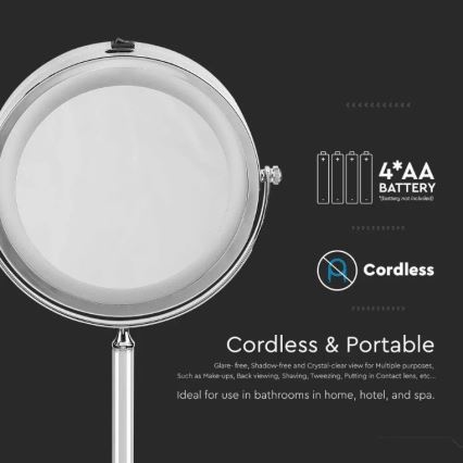 LED Kozmetičko ogledalo LED/3W/6V 4xAA IP44