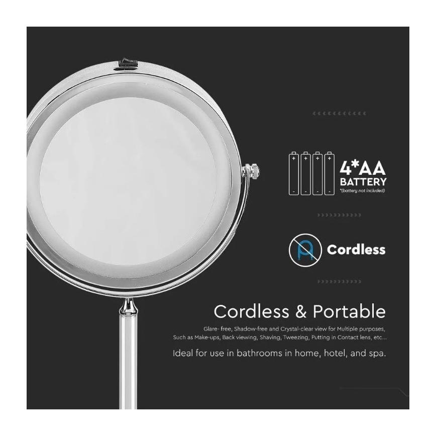 LED Kozmetičko ogledalo LED/3W/6V 4xAA IP44