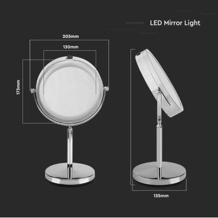 LED Kozmetičko ogledalo LED/3W/6V 4xAA IP44