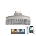LED kristalni plafonski luster sa prigušiva, LED/75W/230V 3000-6500K, beli + daljinski upravljač