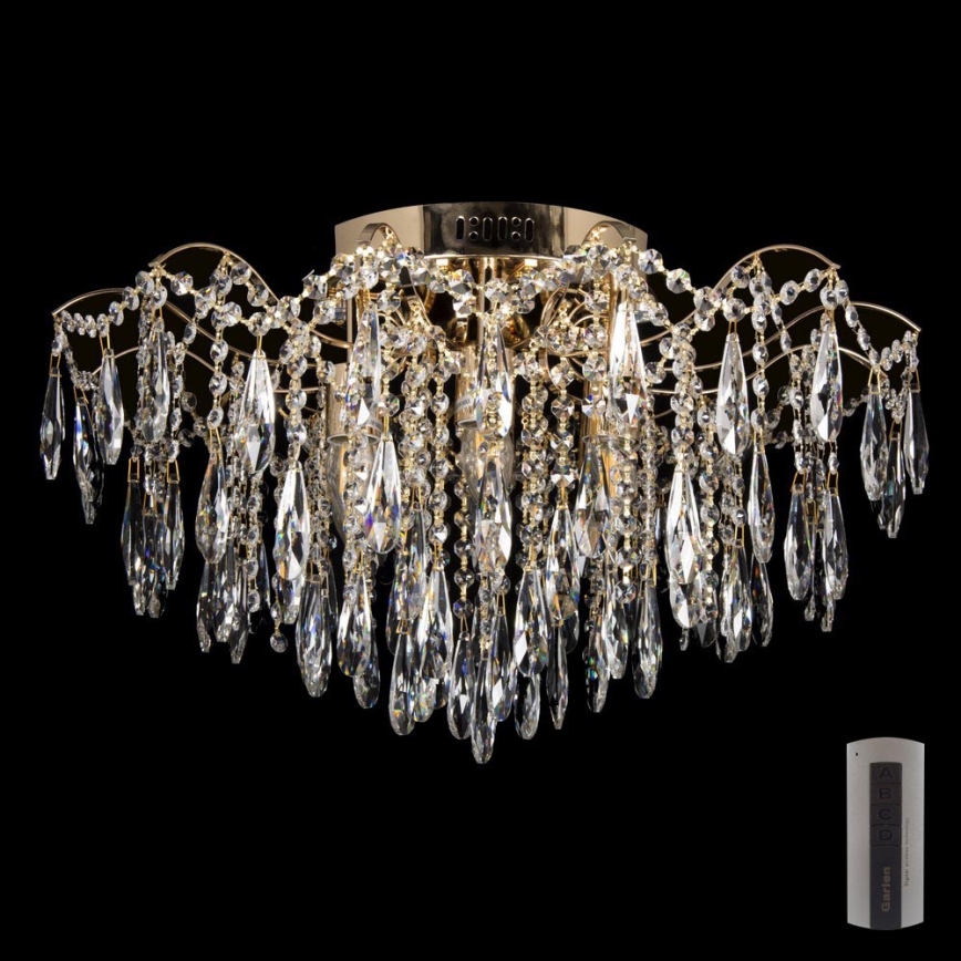 LED kristalni stropni luster 6xE27/60W/230V + 6xLED/3W + daljinski upravljač