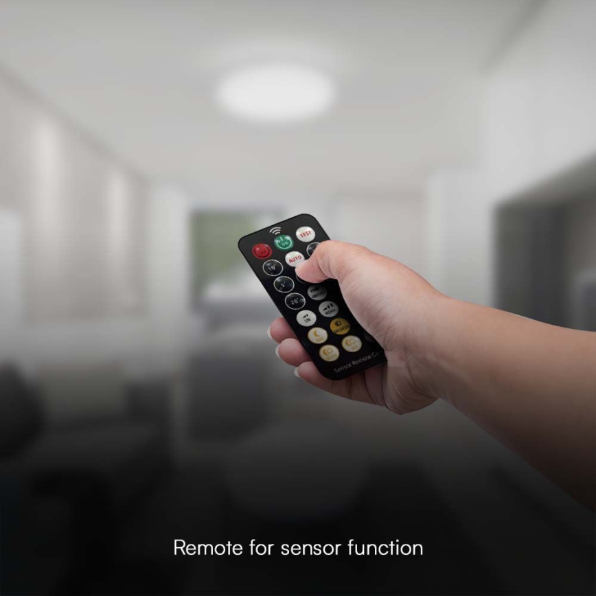 LED plafonsko svetlo za kupatilo sa senzorom, SAMSUNG čip, LED 18W, 230V, IP44, 3000K, prečnik 29 cm, belo + daljinski upravljač