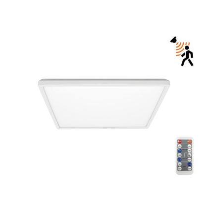 LED kupatilsko svetlo sa senzorom pokreta i sumraka NIVERA LED/12W/230V IP54 3000/4000/6000K 22,5x22,5 cm bela + daljinski upravljač
