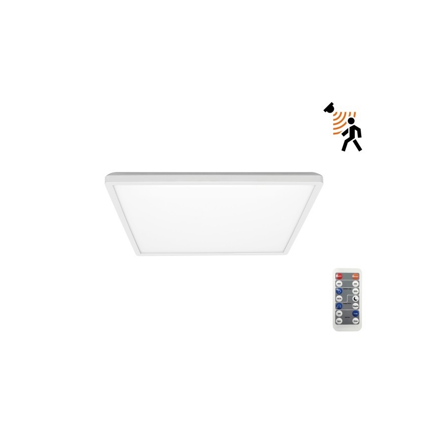 LED kupatilsko svetlo sa senzorom pokreta i sumraka NIVERA LED/12W/230V IP54 3000/4000/6000K 22,5x22,5 cm bela + daljinski upravljač