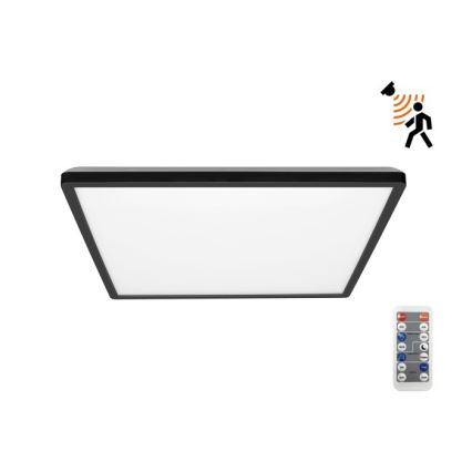 LED kupatilska svetiljka sa senzorom pokreta i sumraka NIVERA LED/24W/230V IP54 3000/4000/6000K 30x30 cm crna + daljinski upravljač