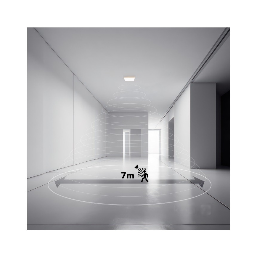 LED kupatilska svetiljka sa senzorom pokreta i sumraka NIVERA LED/24W/230V IP54 3000/4000/6000K 30x30 cm crna + daljinski upravljač
