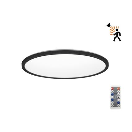 LED svetlo za kupatilo sa senzorom pokreta i sumraka NIVERA LED/24W/230V IP54 3000/4000/6000K prečnik 30 cm crno + daljinski upravljač