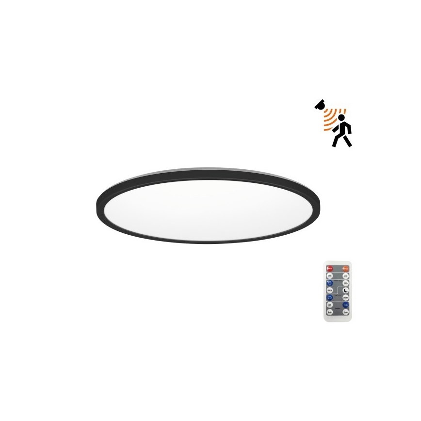 LED svetlo za kupatilo sa senzorom pokreta i sumraka NIVERA LED/24W/230V IP54 3000/4000/6000K prečnik 30 cm crno + daljinski upravljač
