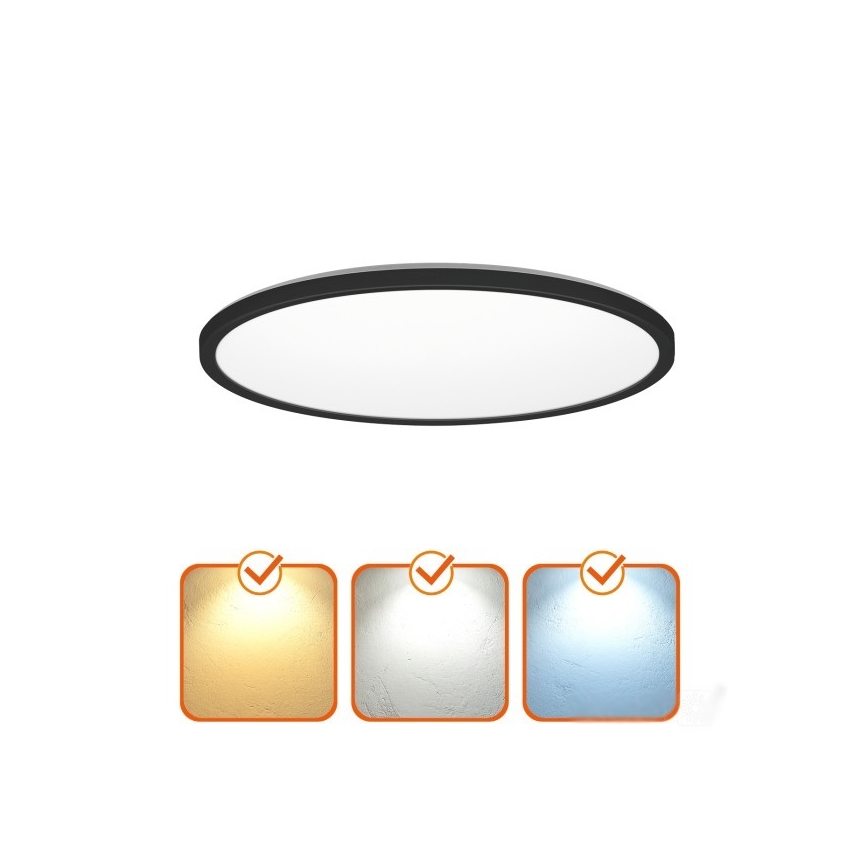 LED svetlo za kupatilo sa senzorom pokreta i sumraka NIVERA LED/24W/230V IP54 3000/4000/6000K prečnik 30 cm crno + daljinski upravljač