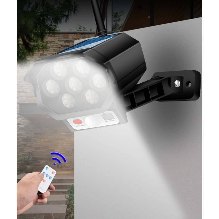LED Lažna sigurnosna kamera sa senzorom i sa solarnim panelom LED/5W/5,5V IP65 + Daljinski upravljač