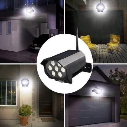 LED Lažna sigurnosna kamera sa senzorom i sa solarnim panelom LED/5W/5,5V IP65 + Daljinski upravljač
