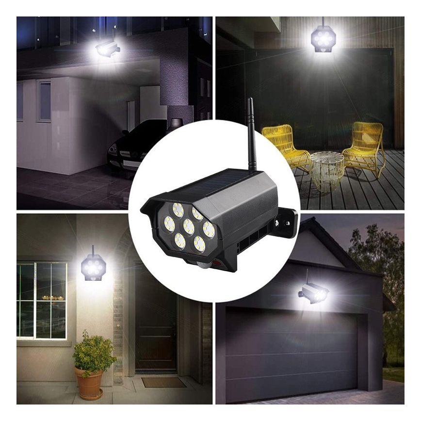 LED Lažna sigurnosna kamera sa senzorom i sa solarnim panelom LED/5W/5,5V IP65 + Daljinski upravljač