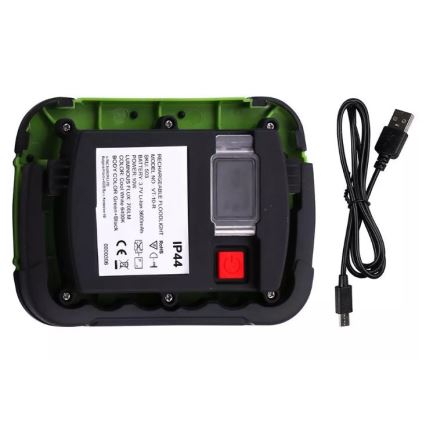 LED LED Punjivi reflektor SAMSUNG CHIP LED/10W/3,7V IP44 4000K 3600 mAh zelena