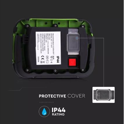 LED LED Punjivi reflektor SAMSUNG CHIP LED/10W/3,7V IP44 4000K 3600 mAh zelena