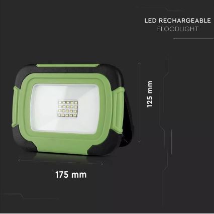 LED LED Punjivi reflektor SAMSUNG CHIP LED/10W/3,7V IP44 4000K 3600 mAh zelena