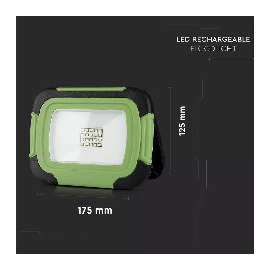 LED LED Punjivi reflektor SAMSUNG CHIP LED/10W/3,7V IP44 4000K 3600 mAh zelena