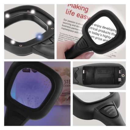 LED lupa 2,5x ZOOM sa pozadinskim osvetljenjem i UV svetlom LED/UV/2xAAA
