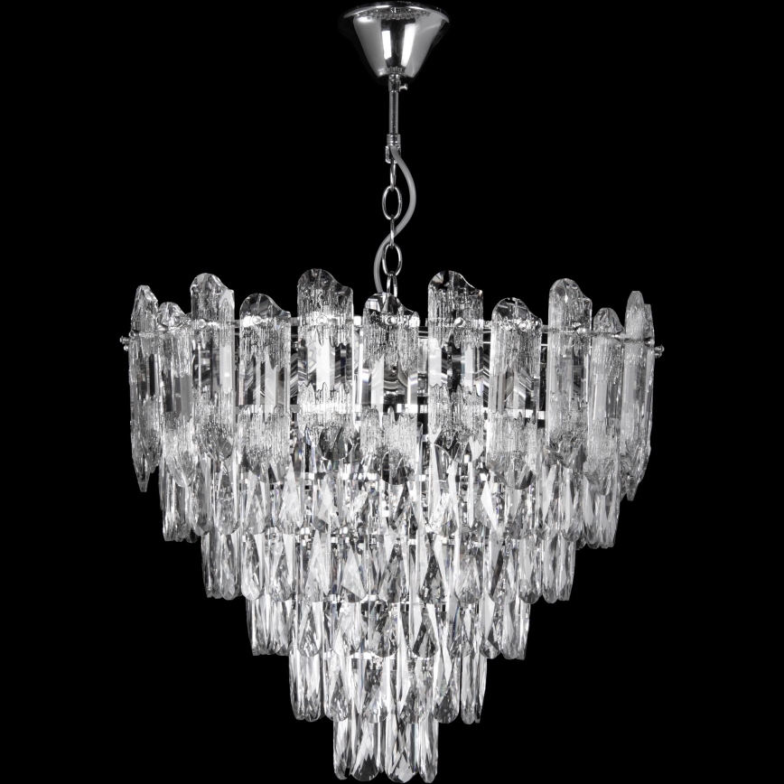 LED Luster na lancu 9xE27/60W/230V + 6xLED/6W pr. 50 cm sjajni krom
