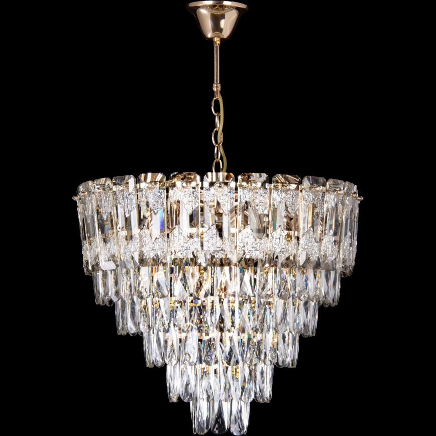 LED Luster na lancu 9xE27/60W/230V + 6xLED/6W pr. 50 cm zlatna