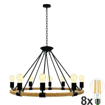 LED Luster na lancu ROPE ARTHUR 8xE27/6W/230V