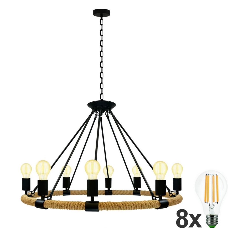 LED Luster na lancu ROPE ARTHUR 8xE27/6W/230V