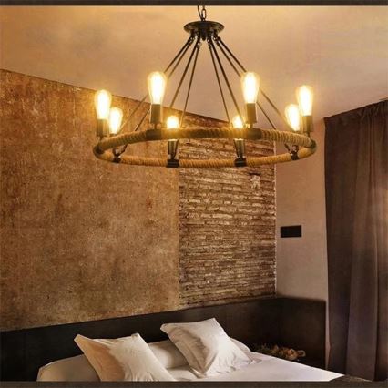 LED Luster na lancu ROPE ARTHUR 8xE27/6W/230V