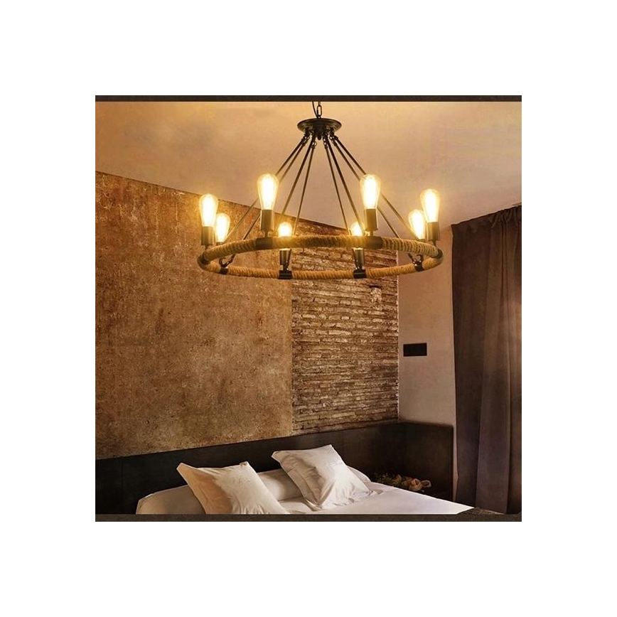 LED Luster na lancu ROPE ARTHUR 8xE27/6W/230V