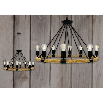 LED Luster na lancu ROPE ARTHUR 8xE27/6W/230V