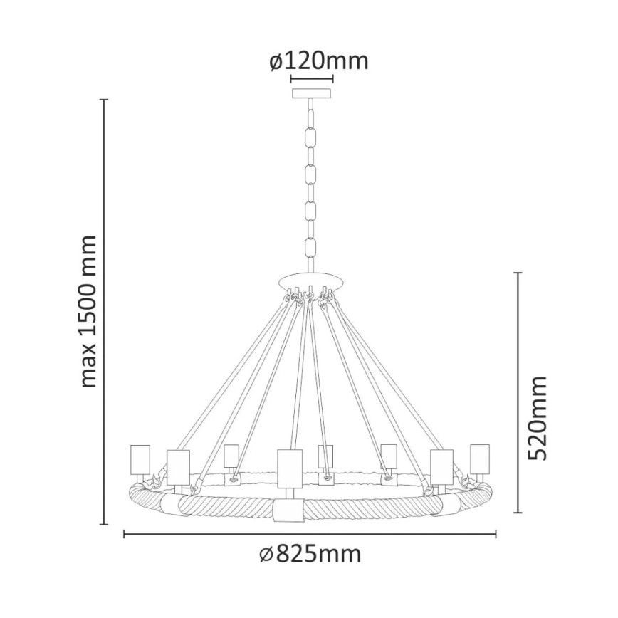 LED Luster na lancu ROPE ARTHUR 8xE27/6W/230V