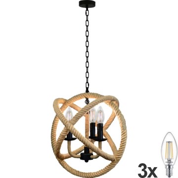 LED Luster na lancu ROPE GLOBO 3xE14/4,3W/230V