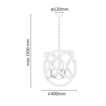 LED Luster na lancu ROPE GLOBO 3xE14/4,3W/230V