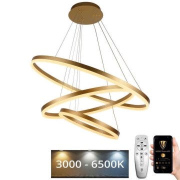 LED luster na lanku, prigušiva, LED/125W/230V 3000-6500K prečnik 80 cm + daljinski upravljač