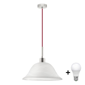 LED luster na sajli 1xE27/60W/230V bela