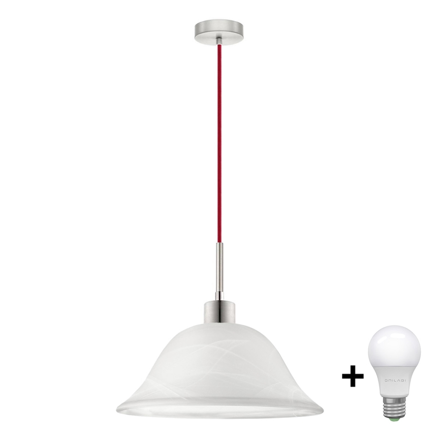 LED luster na sajli 1xE27/60W/230V bela